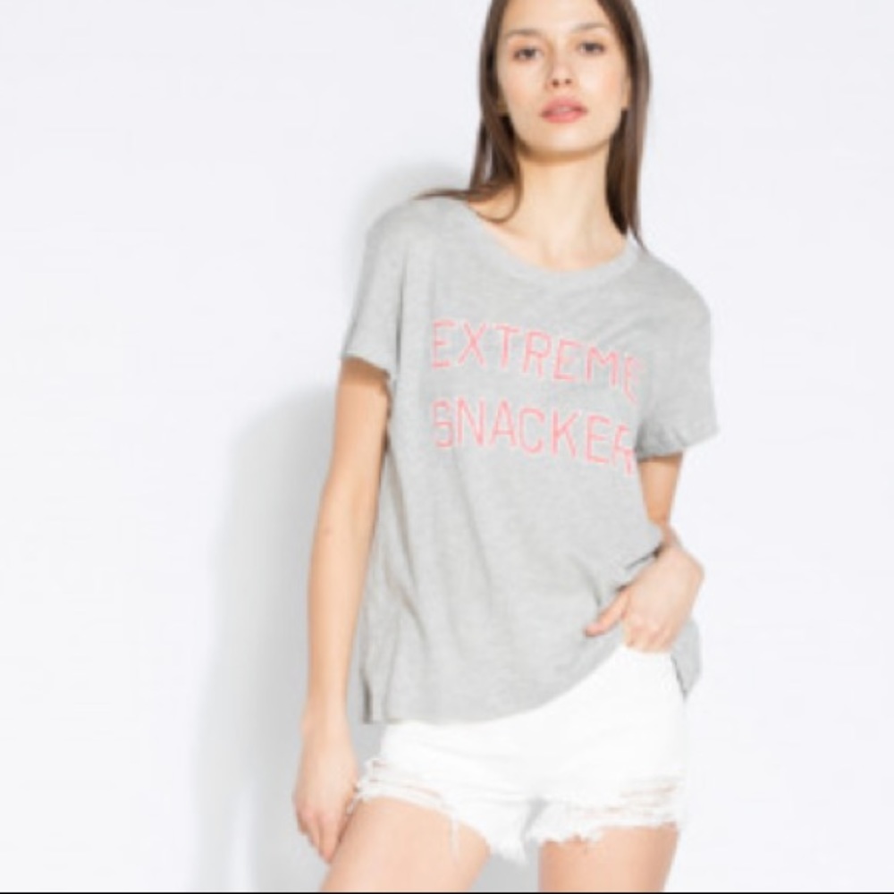 NEW • Wildfox • Extreme Snacker Tee Shirt Gray - Picture 3 of 7
